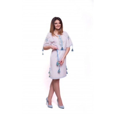 Embroidered Dress "White Ice-cream"